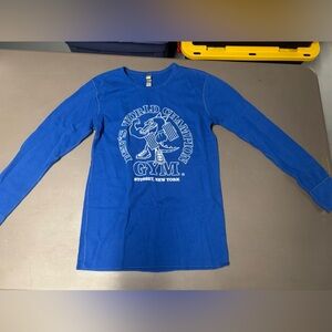 Blue women’s size small long sleeve bevs world champion gym shirts